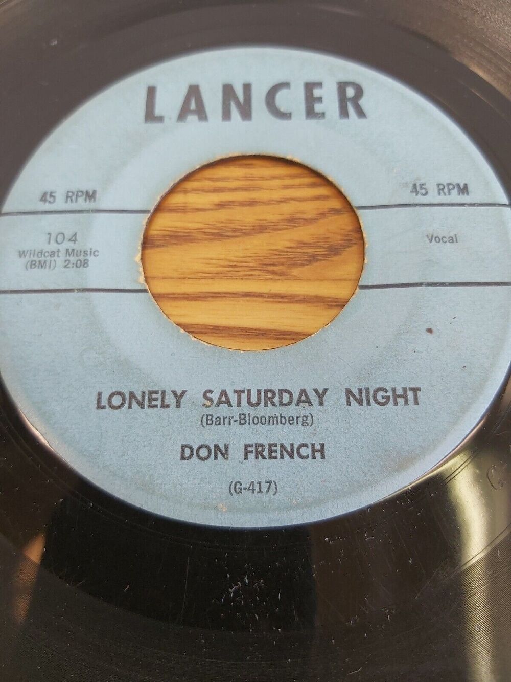 Don French 45 RPM Record - Lonely Saturday Night / Goldilocks Lancer CT1477